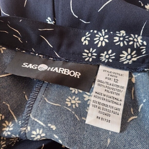 Vintage blue white floral high waist ankle pants - Picture 4 of 8